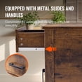 thumbnail image 3 of KFFKFF Rustic Side Table, Bedside Unit with Power Hub, Triple Layered Stand with Storage Cupboard and Single Compartment, Auxiliary Table with USB Connectors and Power Sockets, 3 of 9