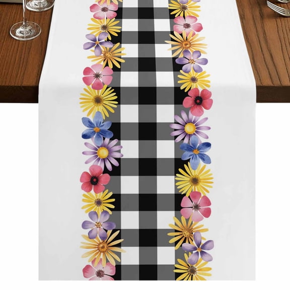 Table Runners 72 Inches Long Dress Scarves, Colorful Flowers Farmhouse Kitchen/Dining Table Runner, Coffee Tablerunners, Spring Floral Elegant Pastoral Watercolor 13x72 Inch