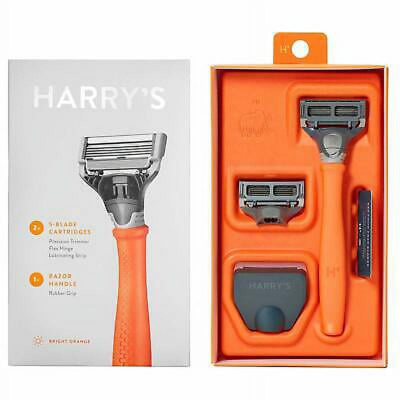 Harry's Men's Razor with 6 Razor Blades AND Shaving Gel 2 oz (Orange)