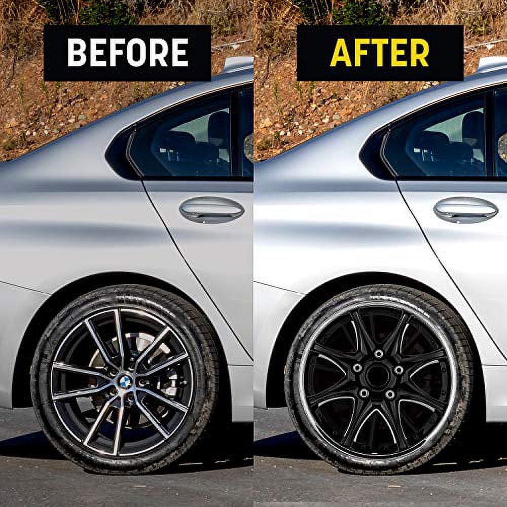 Pilot Automotive 17" Formula Wheel Covers Universal Hubcaps Matte Black & Chrome Set of 4