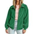 thumbnail image 5 of Horkkom Corduroy Jacket Women Long Sleeve Solid Color Zip Up Jackets Casual Loose Collared Jacket with Pockets S, 5 of 9