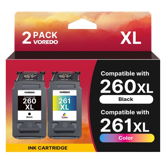 Encre for 260 261 XL for TS7020a Ink Pixma TS5320 Ink for Ink 260 261 XL Work for Pixma TS5300 TR7020 TS6420 TS6420a All in One (1 Black, 1
