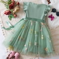 thumbnail image 4 of Miluxas Toddler Baby Girl Tulle Dress Summer Sleeveless Embroidery Sequin Princess Birthday Party Tutu Dress Green 4 Years, 4 of 9