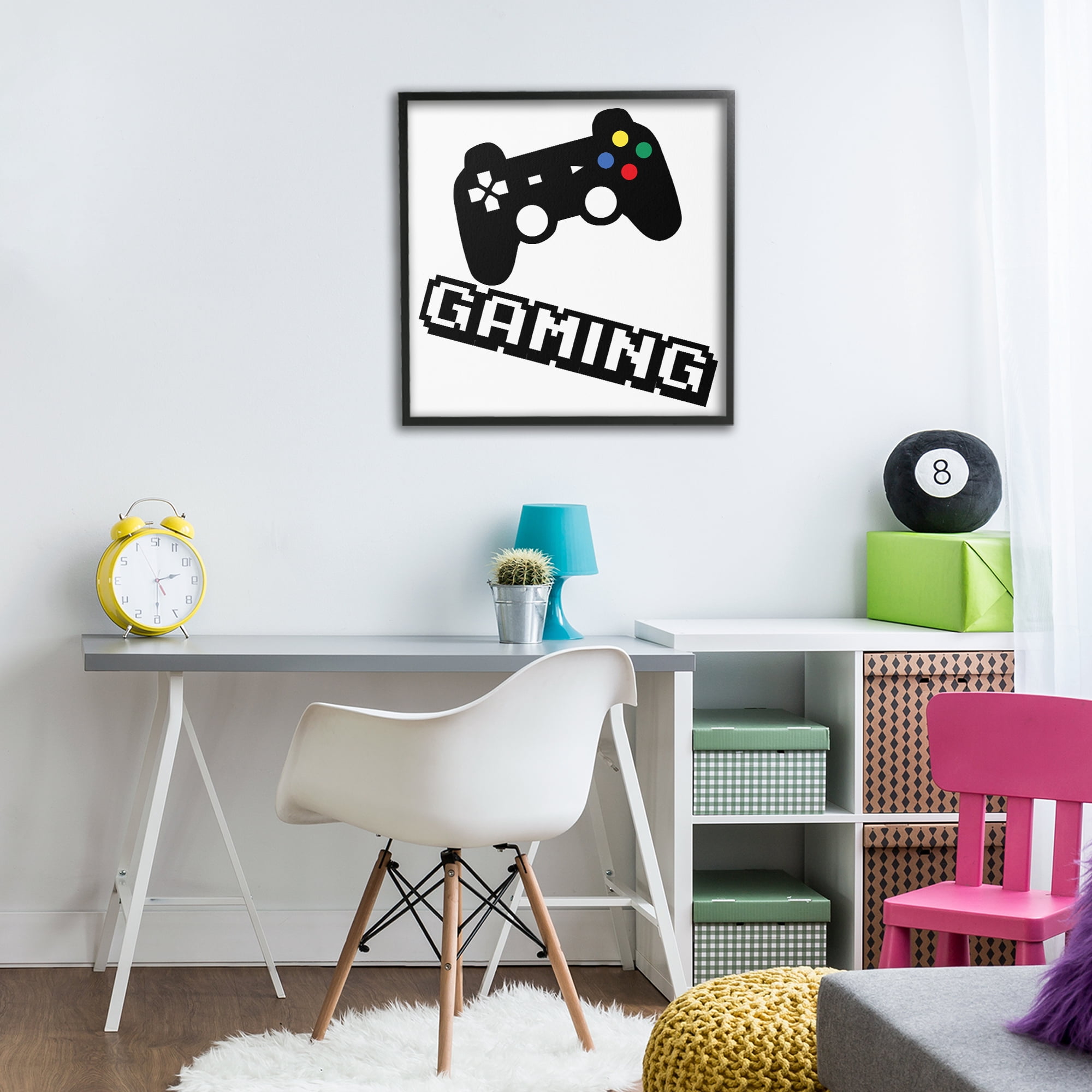Stupell Industries Playful Pixel Gaming Black Framed Giclee Art, design by Marcus Prime
