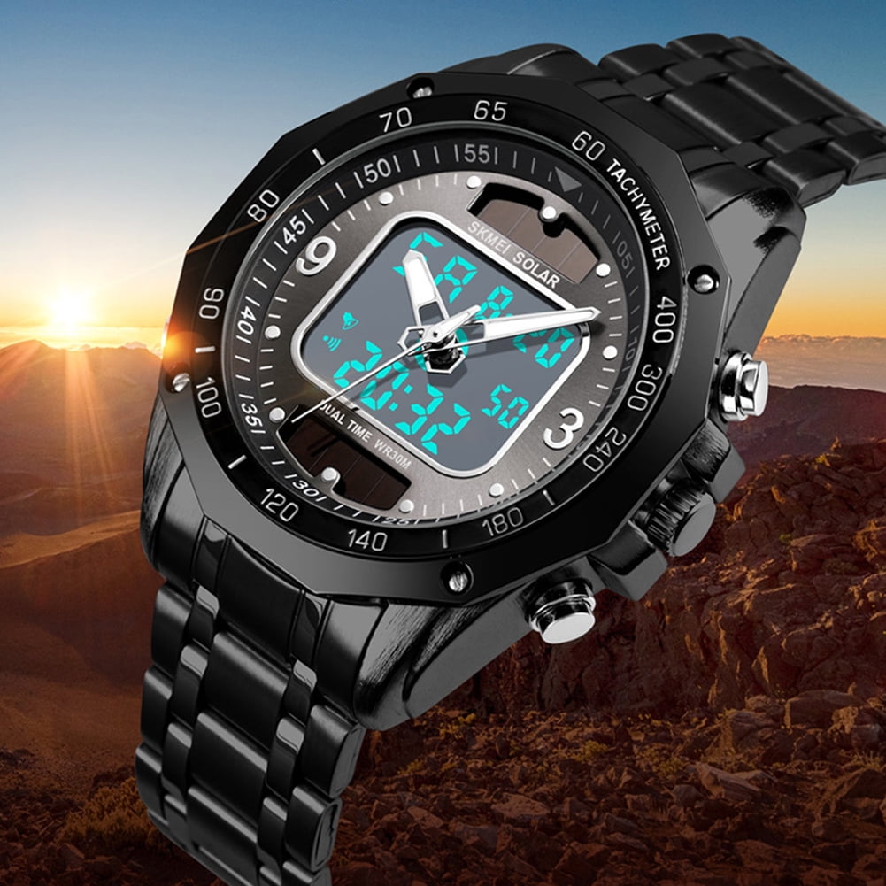Bluethy SKMEI Men Solar Power Luminous Dual Display Digital Analog Sport  Wrist Watch