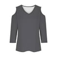 thumbnail image 6 of Gray Women's Long Sleeve T-shirt, 3/4 Length Sleeve Womens Tops 2025 Spring Neck Casual Print Tunic T Shirts Three Quarter Length Womens Tops,Women's Long sleeve T-shirt M, 6 of 7