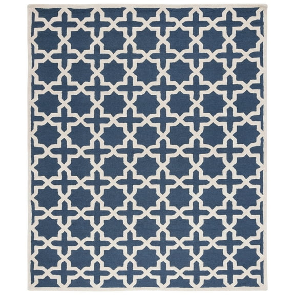 SAFAVIEH Cambridge Liz Geometric Wool Area Rug, Navy Blue/Ivory, 11' x 15'