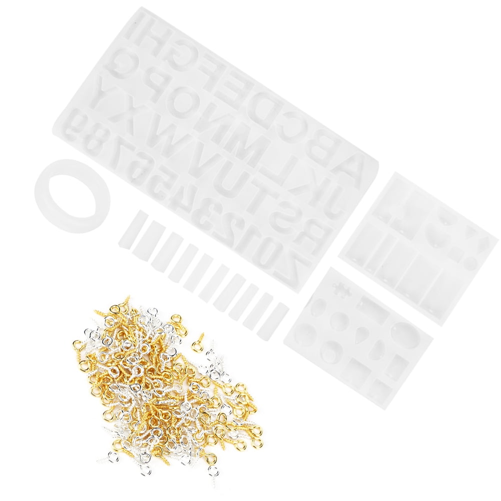 Yajisi 214-Piece Silicone Casting Molds Set, DIY Resin Earring Pendant Jewellery Making Kit for Crafting Accessories, Includes Alphabet & Bracelet Moulds (8.66 inches / 22.0 cm)