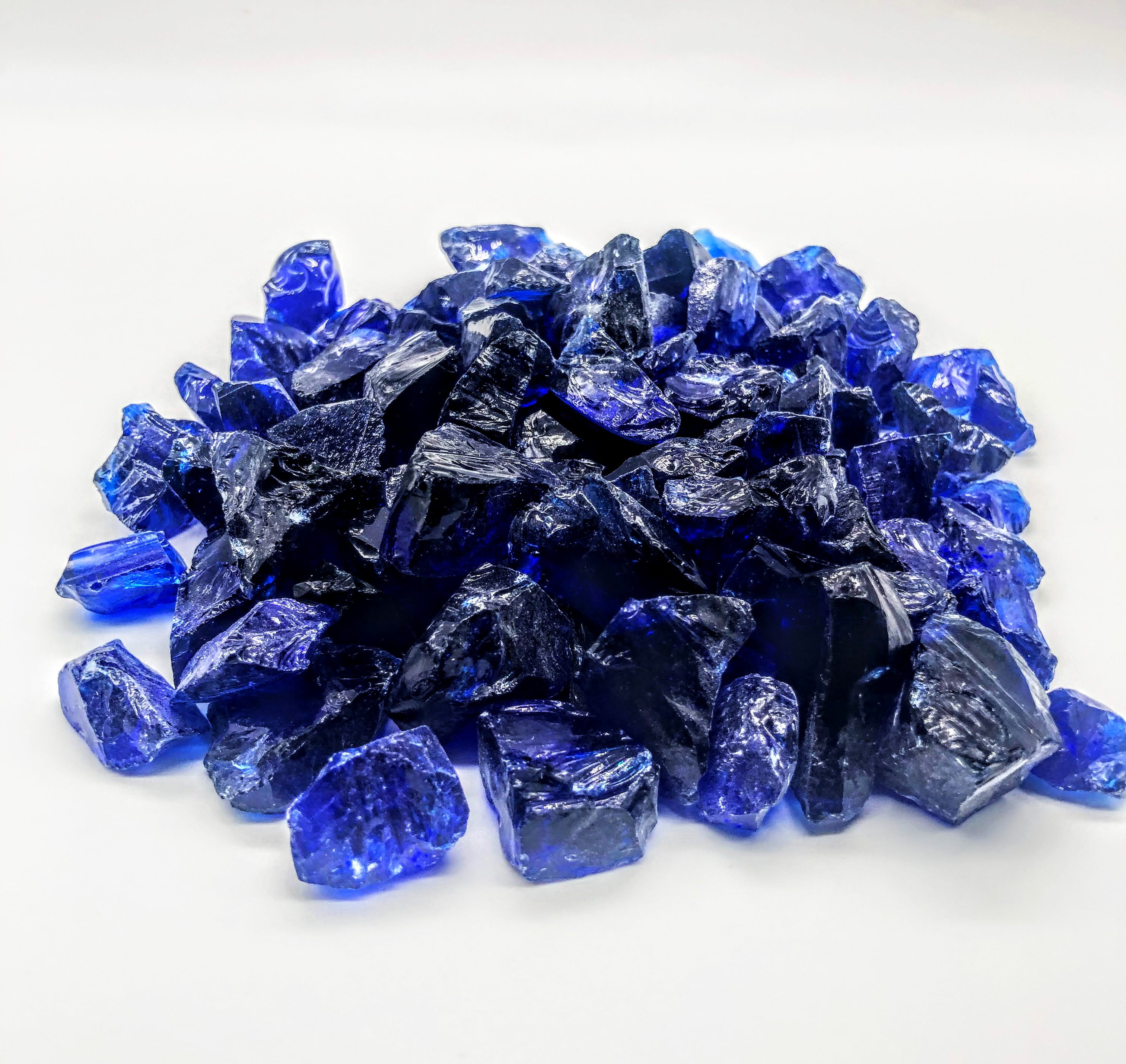 Element Fire Glass Large Royal Blue 1/2" 1" Fire Glass, 10 LB Cobalt