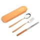 thumbnail image 1 of Conjuntos de vajilla 304 Estudiantes reutilizables de cubiertos de acero inoxidable Use accesorios de viaje de diseño simple para reuniones familiares de picnic Red-Orange 3 PCS Jumpingount HA012732-02, 1 of 7