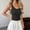 Black, variant on Womens Sleeveless Tank Top form Fitting Spaghetti Strap Crew Neck Ribbed Knit Basic Cami Shirts with Chest Padded Yellow