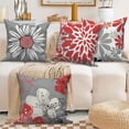 thumbnail image 2 of Dashan Red Grey Throw Pillow Covers 20x20 Set of 4,Modern Daisy Flower Decorative Pillow Cases for Bedroom Sofa Couch, 2 of 6