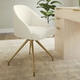 thumbnail image 6 of Martha Stewart Upholstered Stationary Office Chair in Off White/Polished Brass, 6 of 12