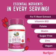 MaryRuths Biotin Gummies Goji Berry Flavor Vegan Hair Skin Nails Support 2,500mcg 60 Count