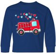 thumbnail image 3 of Inktastic Valentine Fire Truck with Hearts Long Sleeve Youth T-Shirt, 3 of 5