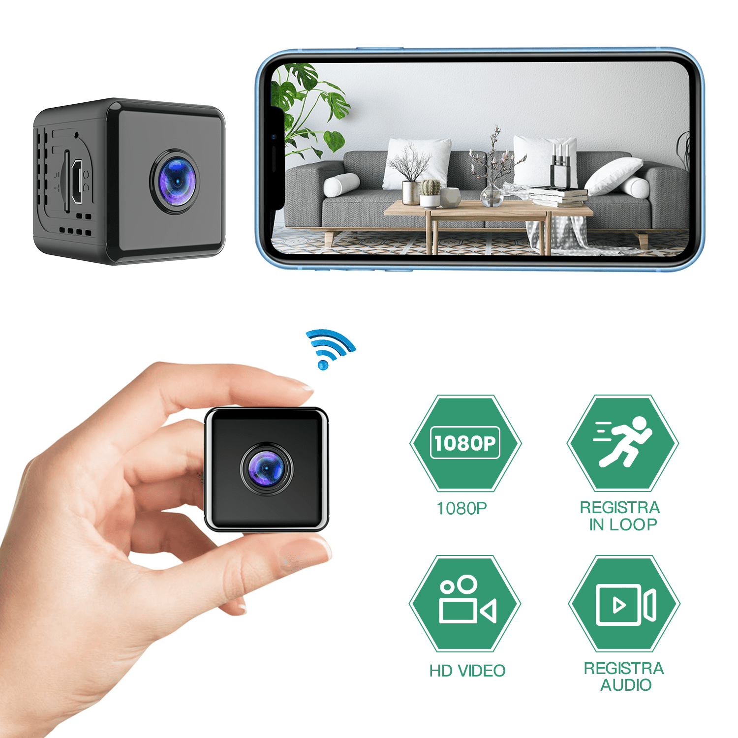 Mini Security Camera, 1080P HD WiFi Indoor Outdoor Camers Wireless Small Camera with Video Motion Detection
