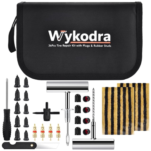 Kit de reparación de neumáticos Wykodra, juego de tapones reforzados de 36 piezas