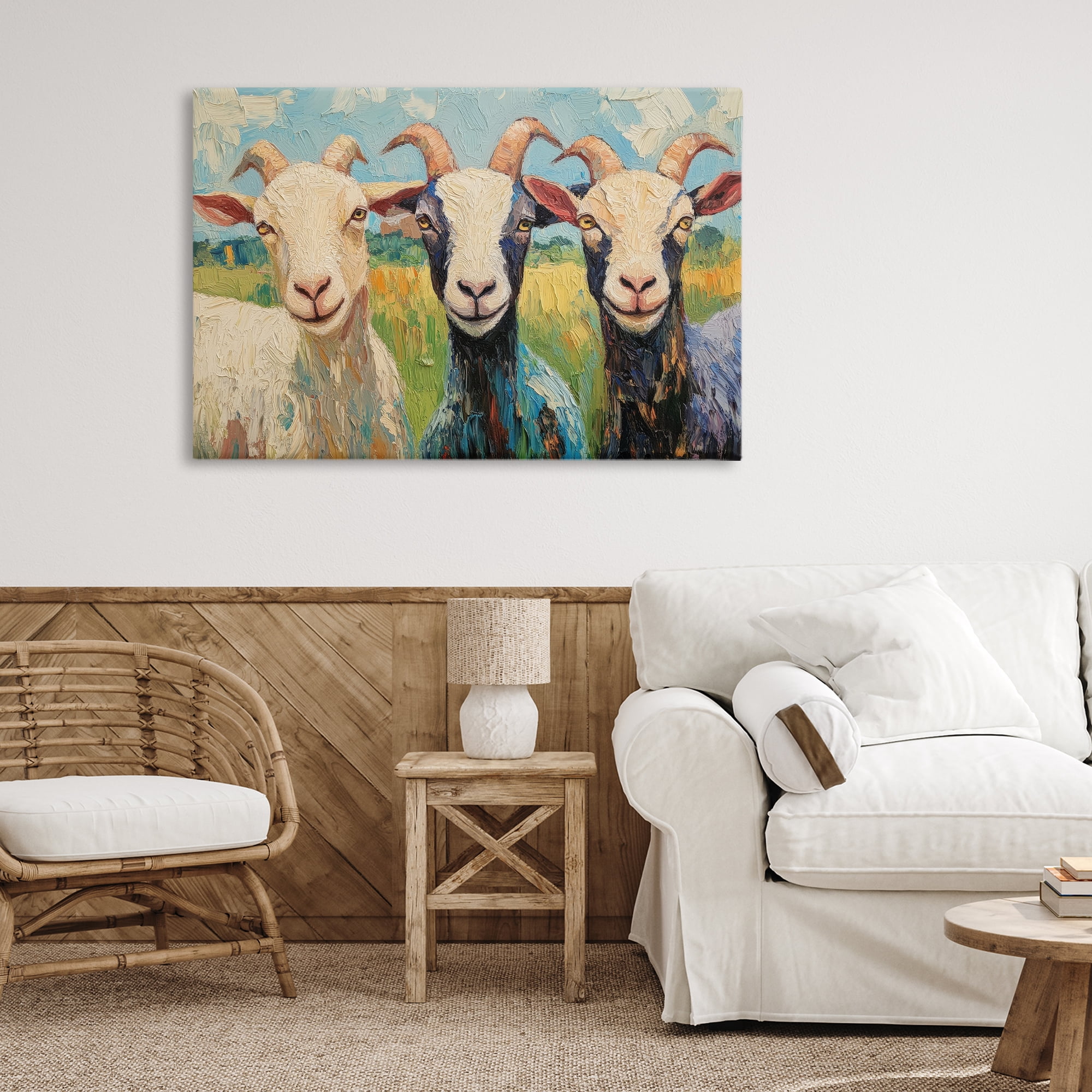 Stupell Industries Billy Goats in Bright Pasture Canvas Wall Art, design by Petal Prints Design