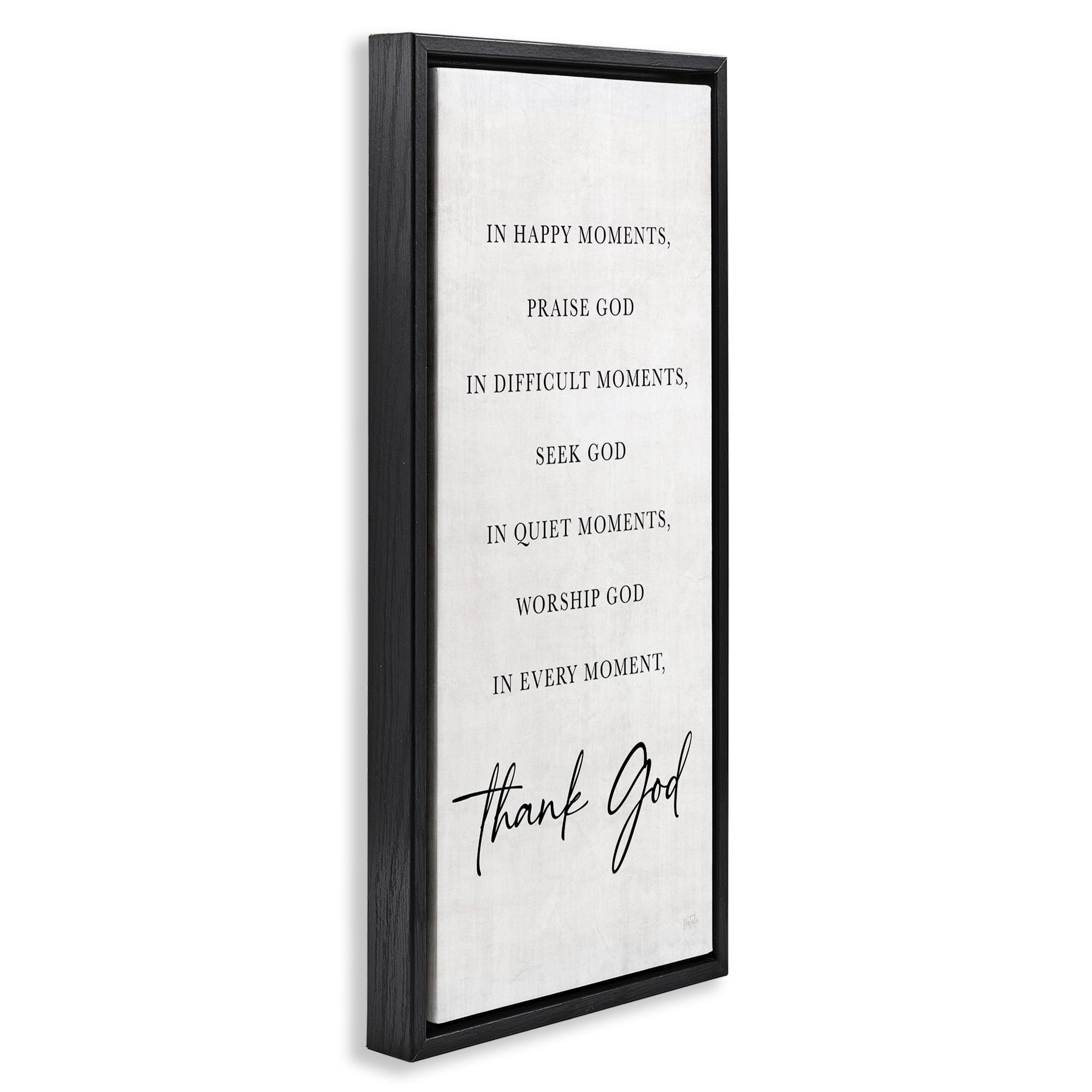 Stupell Industries Every Moment Thank God Black Framed Floater Canvas Wall Art, design by Natalie Carpentieri