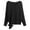 Black, variant on Loose Fitting Plus Size Pullover Knit Batwing Sweater Top With Drawstring