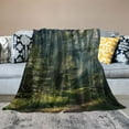 thumbnail image 2 of Autua Sunbeam Trees Path Warm Lightweight Blanket Soft Fleece Blanket Throw All Seasons Cow Gifts Blanket for Living Rooms Sofa Decor 60x80in, 2 of 6