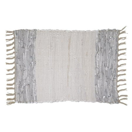 

SARO 14 x 20 in. Oblong Leather Chindi Placemats with Striped Design - Set of 4