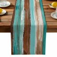 thumbnail image 2 of Burlap Table Runner 70 Inches Long,Farmhouse Abstract Teal Brown Wooden Grain Non-Slip Kitchen Table Runners for Dining Room Everyday Use Party Table Decorations Watercolor Style, 2 of 9