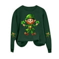 thumbnail image 3 of Saint Patricks Day Outfit Women Shamrock Print Shirt Cute Crewneck Sweatshirt Long Sleeve Pullover Tops Green Sweatshirt Women, 3 of 4