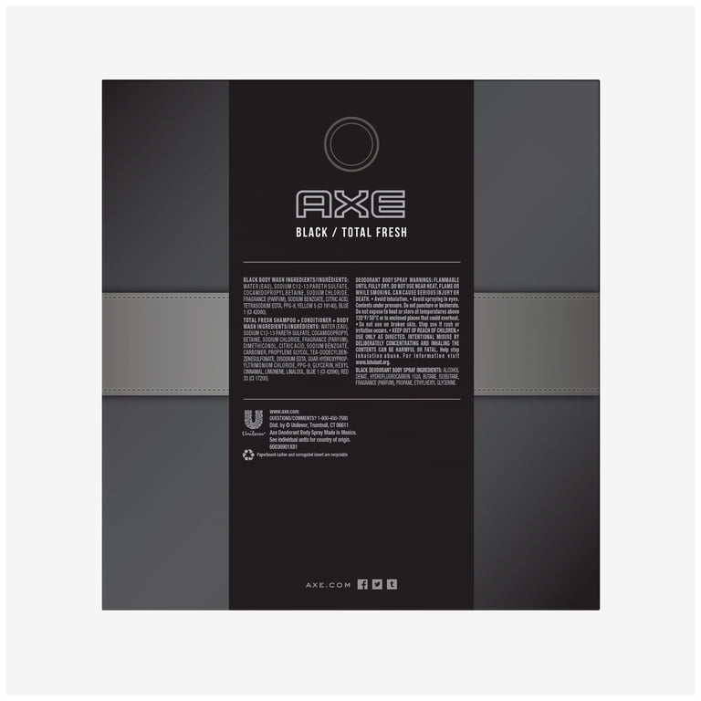 12 Value) AXE Black/Total Fresh Holiday Gift Set (Deo Body Spray