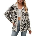 thumbnail image 2 of Azrian Clearance Womens Flannel Plaid Shirts, Plaid Tops Women's New Leopard Print Button Long Sleeve Jacket Shirt Coat, 2 of 7