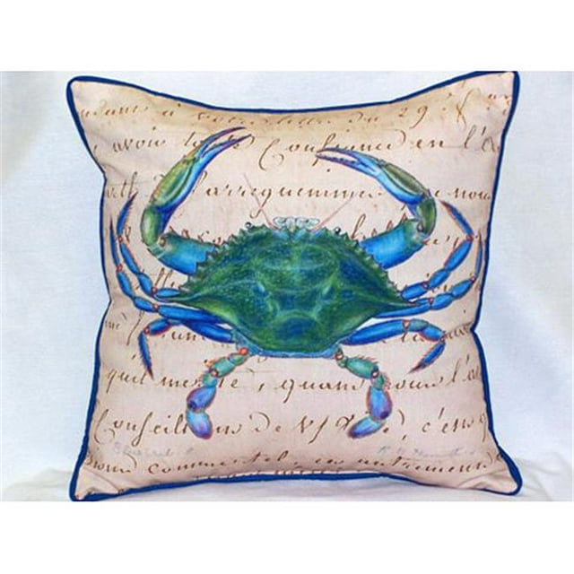 Betsy Drake Mâle Crabe Bleu Beige Oreiller Intérieur-Extérieur