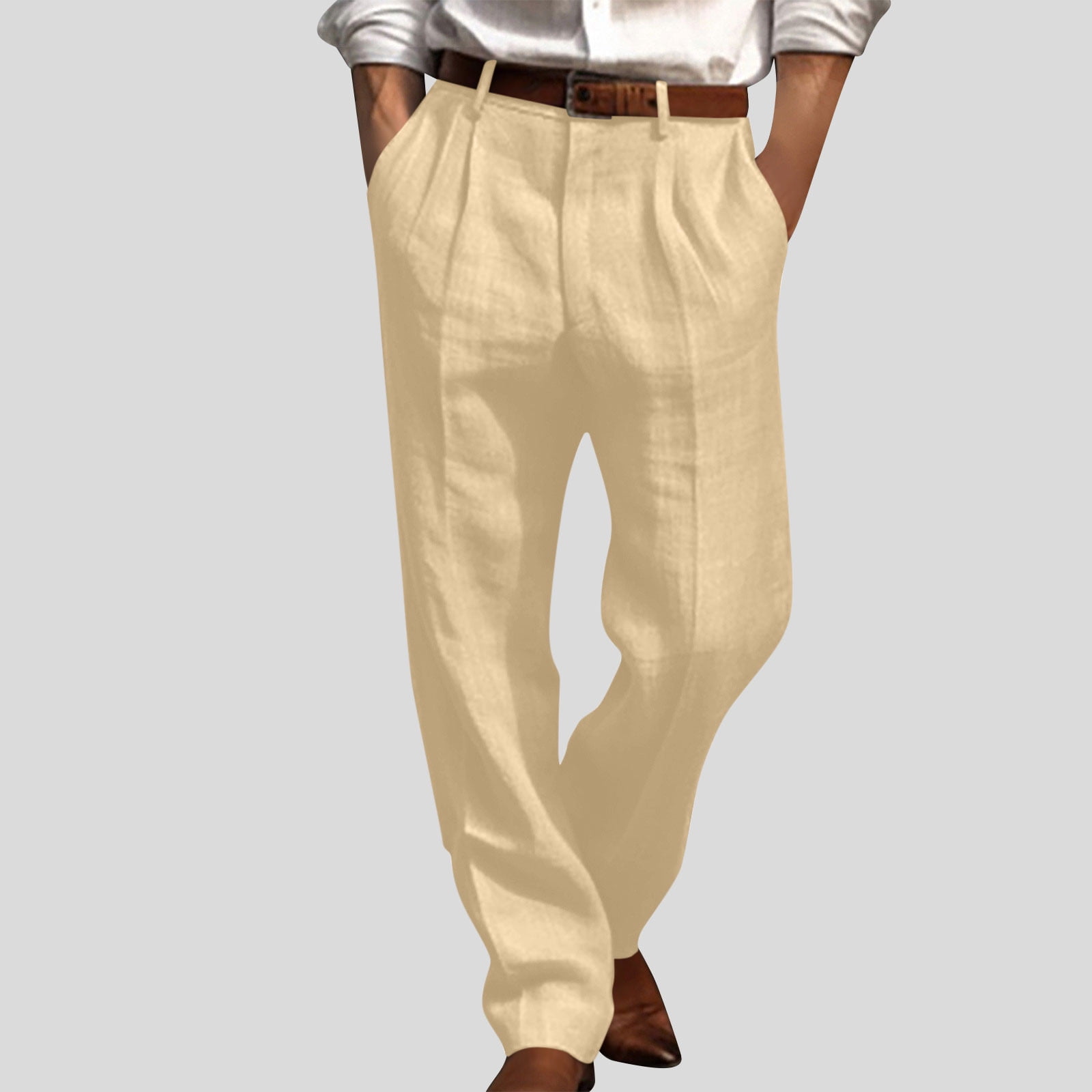 QATAINLAV Mens Flat Front Casual Business Trousers Loose Fit Straight Leg Dress  Pants Fall Outdoor Work Suit Pant, Beige, XXL - Walmart.com