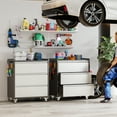 thumbnail image 2 of AOBABO Metal Tool Chest Cabinet on Wheels with 3 Drawers,Rolling Garage Storage Cabinet with Handle Pegboards and Hooks,Assembly required, Black Grey, 2 of 7