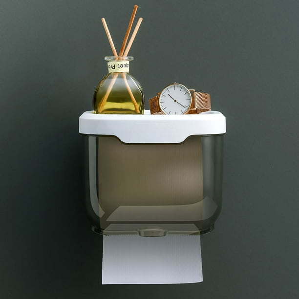 CAJA de Pañuelo Montada en la Pared de PlásTiCO Impermeable de PlásTico Transparente CAJA de Tejido Negro de Plástico Transparente Para El Baño