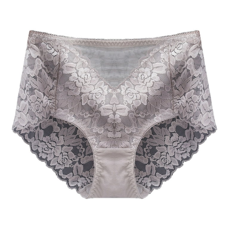 Eashery High Waisted Panties Women's Embrace Lace Hi-Cut Brief Panty Grey  Medium