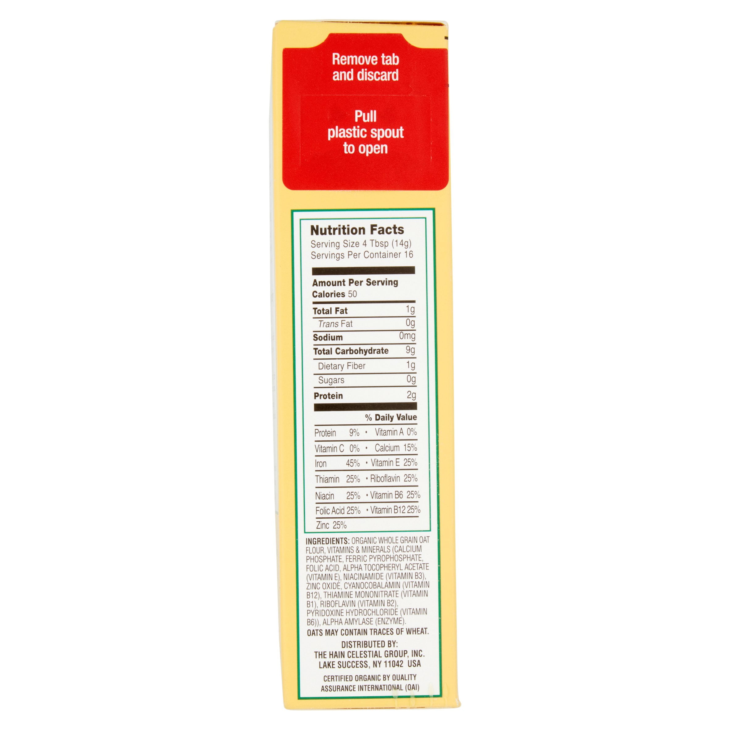 Earth's Best Organic Whole Grain Oatmeal Cereal, 8 oz, 12 pack