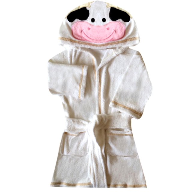Bata de Baño Toalla Vaca Small Soul Baby blanca capucha vaca