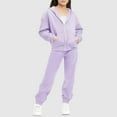 thumbnail image 2 of 2 Piece Sweatsuits for Girls Fall Full Zip Hooded Jacket and Jogger Pant Sets Tracksuits Sport Casual Outfits (9-10 Years, Purple), 2 of 5