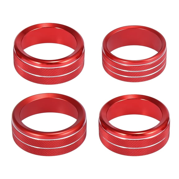 1 Set Air Conditioner Headlight Volume Tune Control Button Ring Trim Cover for Jeep Wrangler JL JLU Red