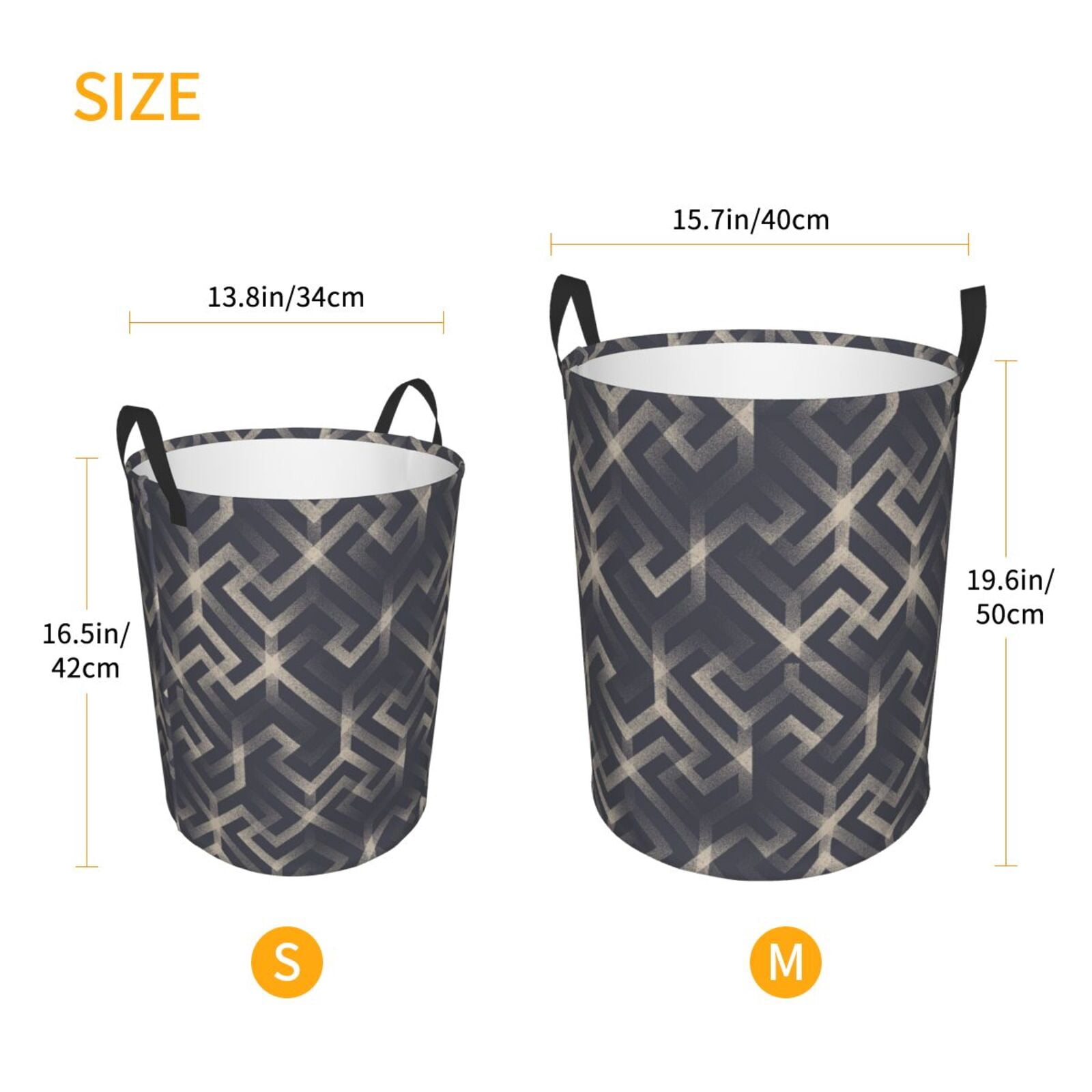 Large Laundry Basket with Handles - Geometric Labyrinth Patterns Kids Baby Dirty Clothes Laundry Hamper for Bedroom Aesthetic