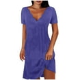 thumbnail image 2 of Antinious Women Solid Short Sleeve V-Neck Pocket Adjustable Mid Calf Soft Casual Comfortable Dress, 2 of 5