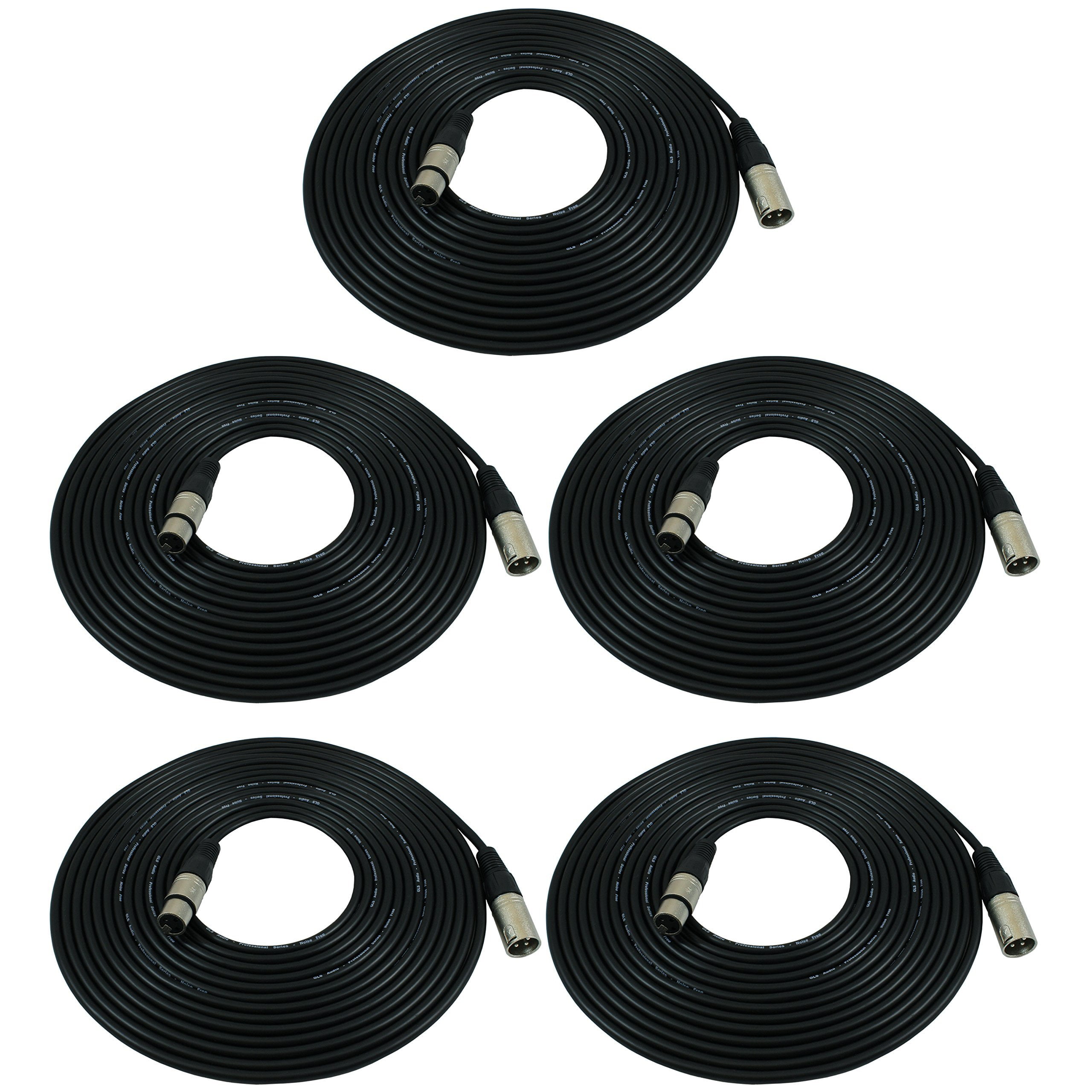 GLS Audio 25ft Mic Cable Patch Cords XLR Male to XLR Female Black