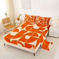 thumbnail image 2 of Castle Fairy Minimalist Curved Bed Sheets 4-Piece,Geometric Quarter Arc Full Size Sheets,Orange Offwhite,1 Flat Sheet, 1 Fitted Sheet and 2 Pillowcases, 2 of 7
