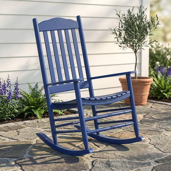 Cleo Wood Rocking Chair in Blue