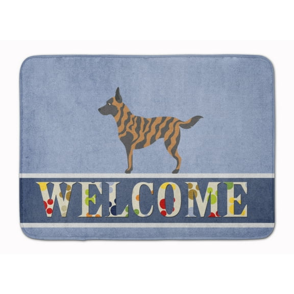 Dutch Shepherd Welcome Machine Washable Memory Foam Mat Blue