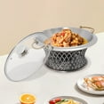 thumbnail image 5 of Buffet Chafing Dish Round Chafing Dish w/ Glass Lid & Holder Stainless Steel USA, 5 of 17