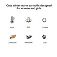 thumbnail image 3 of Calentadores de orejas para mujer, lindos orejeras, accesorio de invierno, orejeras para exteriores, ajustables, para clima frío, con ribete forrado, tejidos, calentadores de orejas, 3 of 9