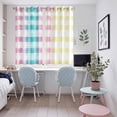 thumbnail image 5 of Easter Kitchen Curtains 63 Inch Length, Colorful Plaid Ombre Art Yellow Pink Green Grommet Top Bedroom Living Room Curtains, Light Filtering Cafe Curtain Drapes 2 Panels Set 104''x63'', 5 of 9