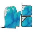 thumbnail image 1 of YFYANG Oven Mitts and Pot Holders Sets 4 Pieces, Non-Slip Heat Resistant Blue Watercolor Art Kitchen Glove Pot Mat for Cooking and Baking, 1 of 8