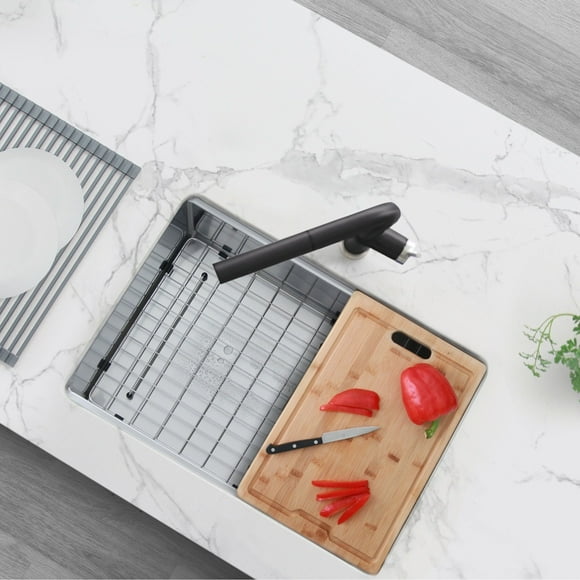 Stylish Undermount 27” Stainless Steel Single Bowl Workstation Kitchen Sink with 4 Accessories